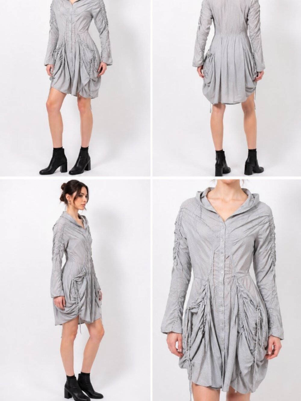 Vivienne Westwood Anglomania Dress Womens IT 38 Gray Ruched Asymmetric Italy